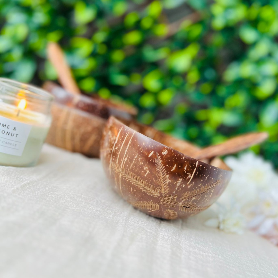 Coconut Bowl/Shell + Spoon Set, Eco Friendly & Toxin Free for Smoothie