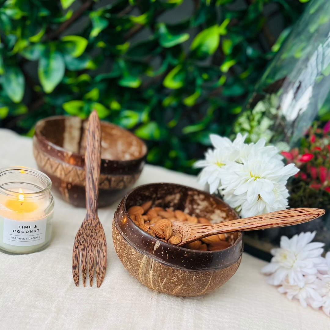 Coconut Bowl/Shell + Spoon Set, Eco Friendly & Toxin Free for Smoothie