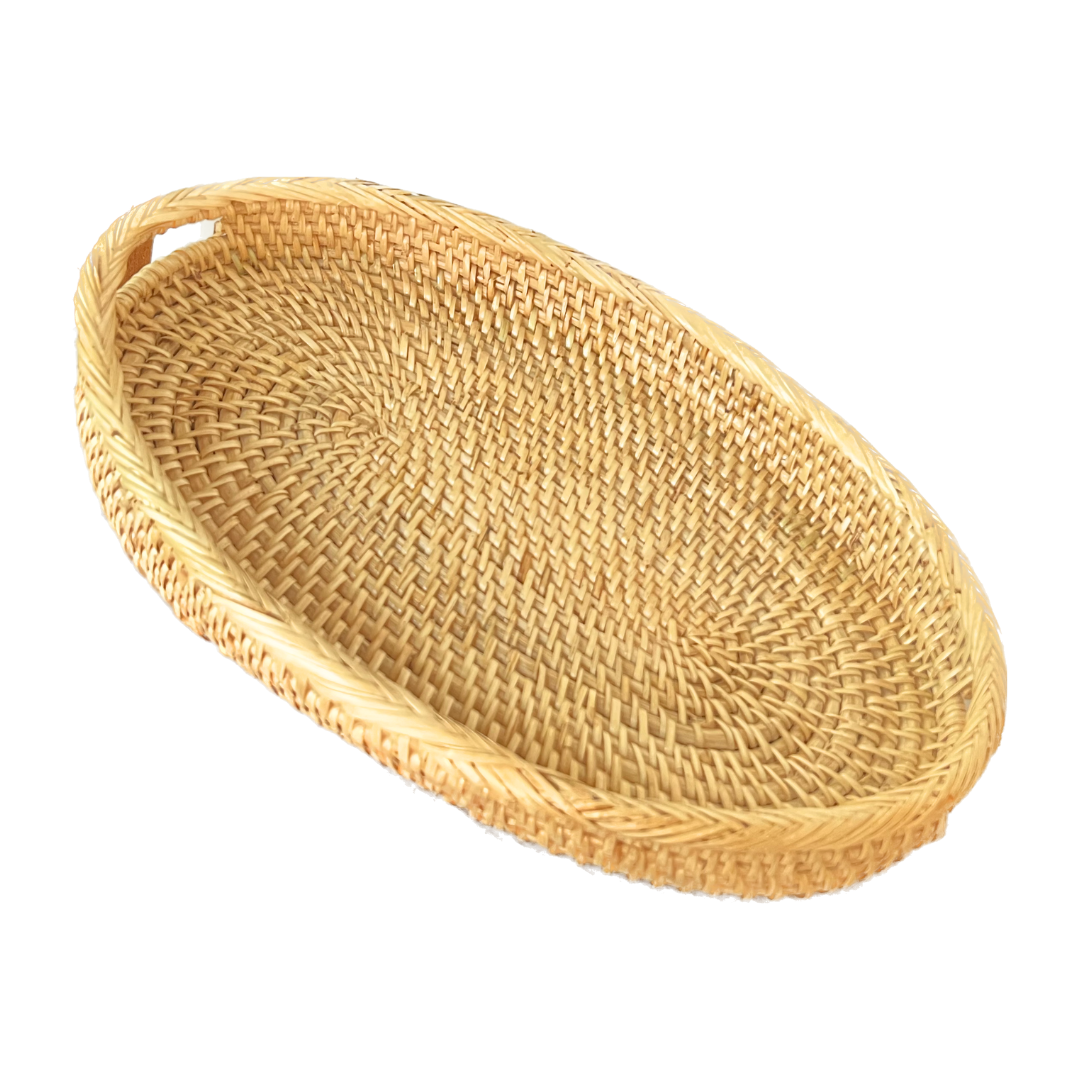 BILD - Oval Shaped Rattan Serving/Decorative Tray