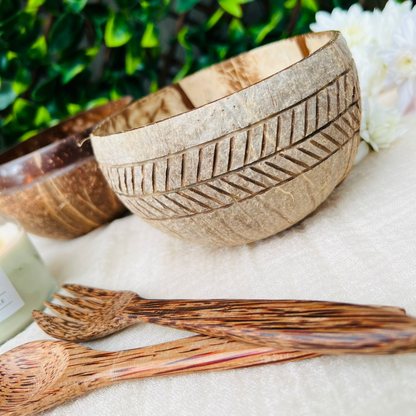 Coconut Bowl/Shell + Spoon Set, Eco Friendly & Toxin Free for Smoothie